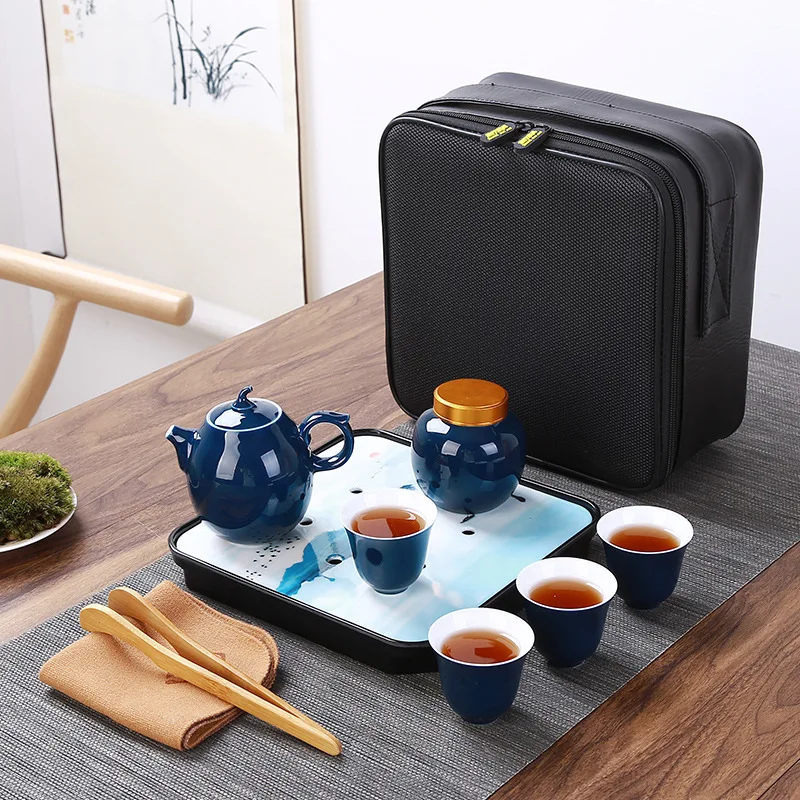 

9 шт. портативный керамический чайный набор китайский чайный горшок кунг-фу для путешествий фарфоровый чайный набор Gaiwan чайные чашки чайная...