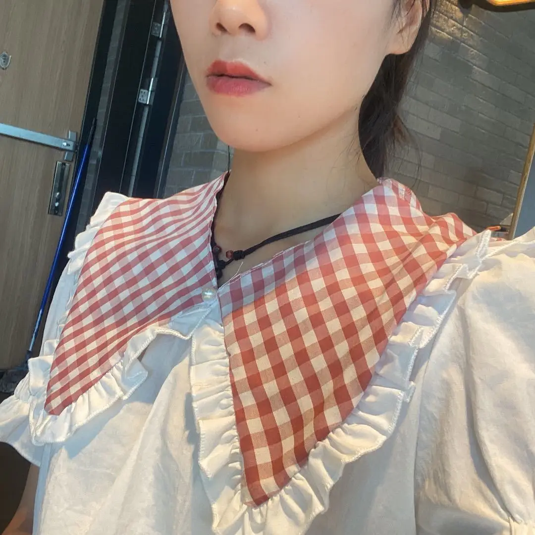 1 шт. многоцветный модный клетчатый ложный воротник для женщин девушек студентов