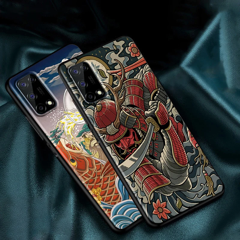 japanese samurai for oppo realme narzo 30 20 8 8i 7 6 5 3 2 pro global 5g soft tpu silicone black phone case cover free global shipping