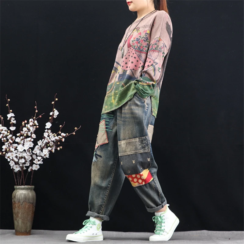 Женский вязаный джемпер с принтом Max Lulu пуловер оверсайз в Корейском стиле зимняя