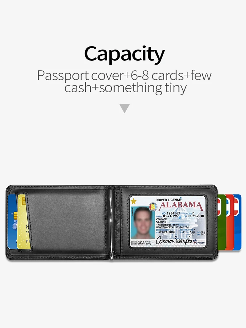 Чехол для карт NewBring черный кошелек из воловьей кожи зажим денег RFID водительское