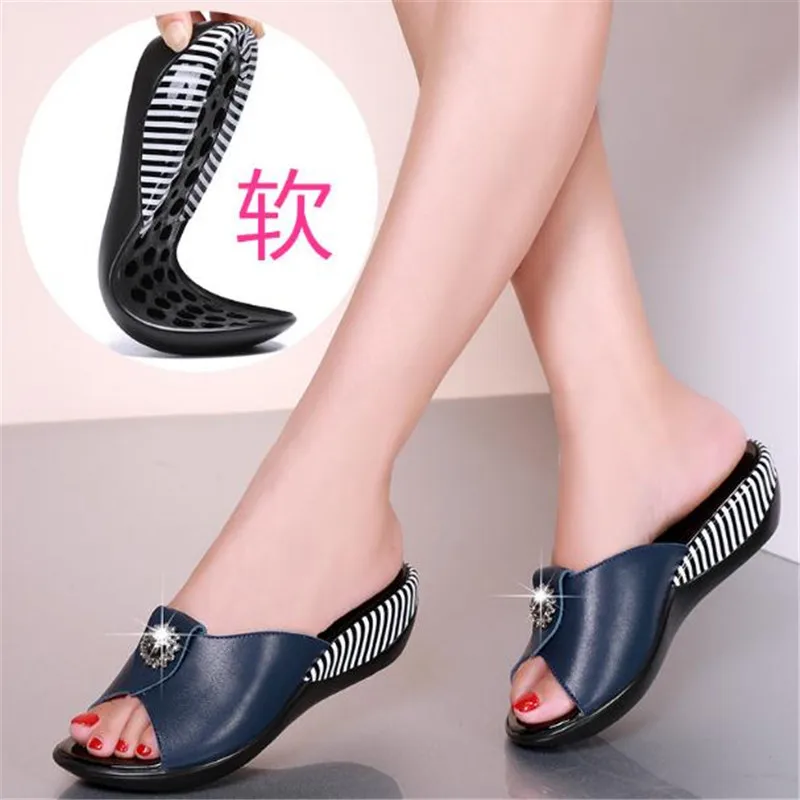 size 35--42 Diamond slippers Genuine Leather Slippers New Fashion Antiskid Summer Womens Rhinestone Sandals | Обувь