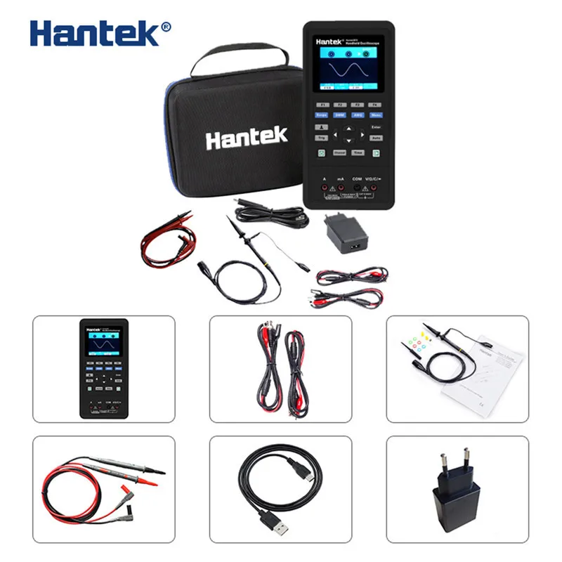 Цифровой осциллограф Hantek 3 в 1 + генератор сигналов мультиметр портативный USB 2