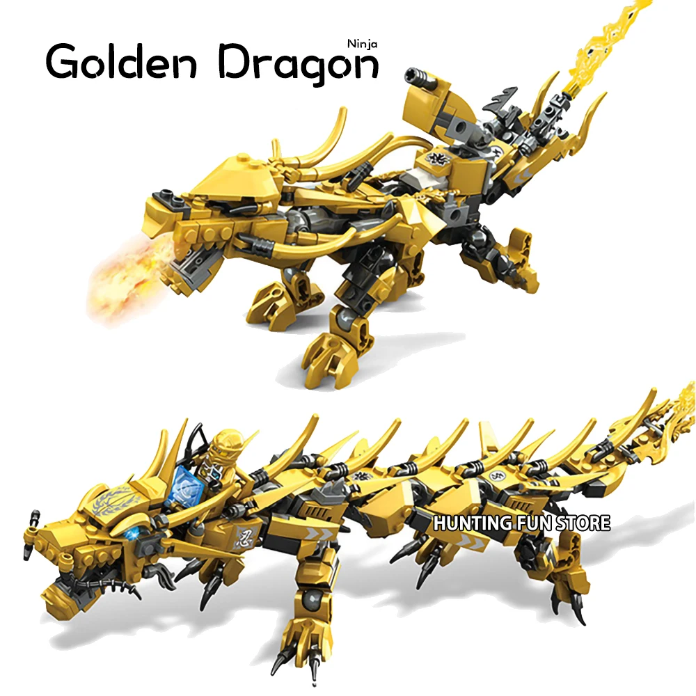 Строительные блоки ниндзя игрушки золотой дракон мех создатель дракона 2