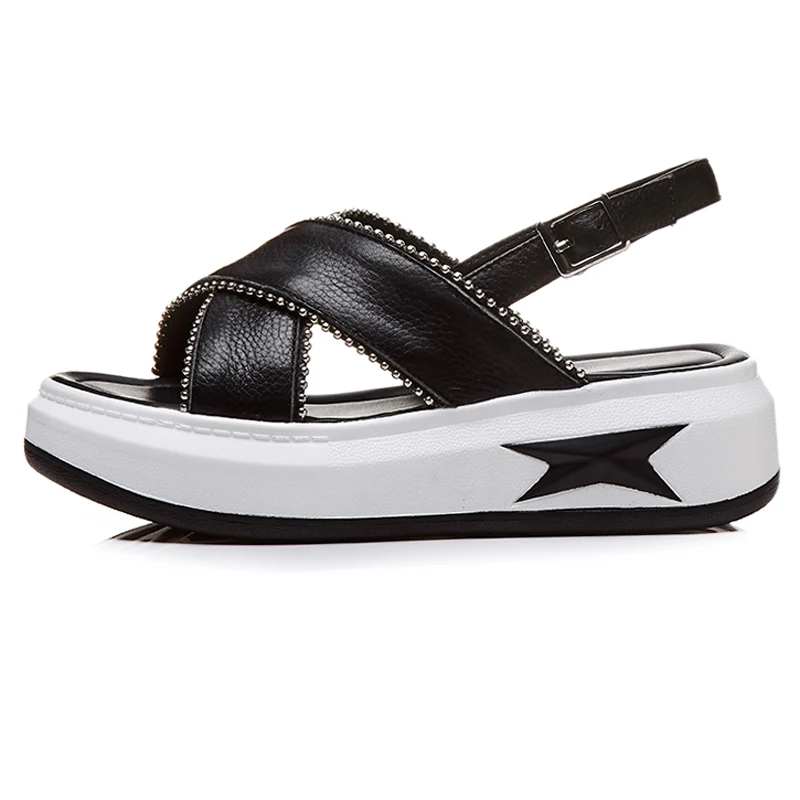 Женская обувь на плоской платформе из коровьей кожи Новое поступление летние