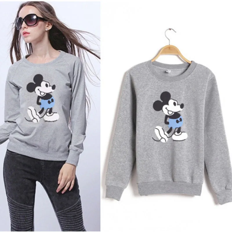 

Spring Autumn Long Sleeve Casual Sweatshirts Thin Pullover Female Cartoon Mouse Print Sweatshirt Women Hoodies