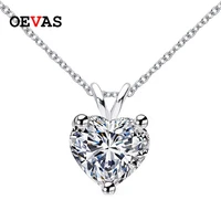 oevas real 1 carat heart moissanite pendant necklace for women 100 925 sterling silver sparkling wedding party fine jewelry