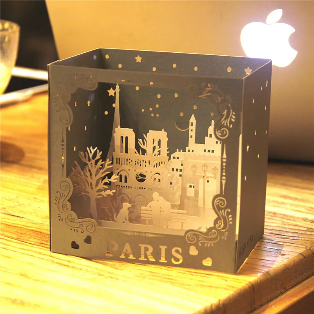 

Paris Pop-Up Greeting Card Hollow Three-Dimensional Blessing Card Ornament For Valentine Thanksgiving