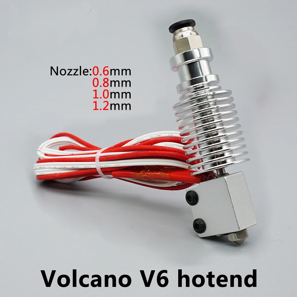 

3D принтер E3D V6 Volcano Hotend, сопло большого диаметра 1,75 мм/0,6, 0,8, 1,0, 1,2 мм, 12 В/24 В, J-головка с дистанционной печатью