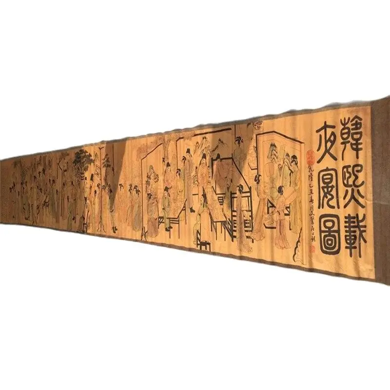 

China Ancient Picture Paper Long Scroll Painting Banquet Tu