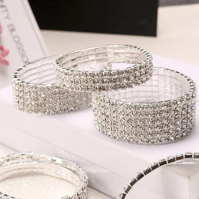 

Hot Sale multiple styles Fashion Crystal Stretch Shine Bracelets For Women couple Girlsfriend Bangles Wedding Bridal Gifts 2021