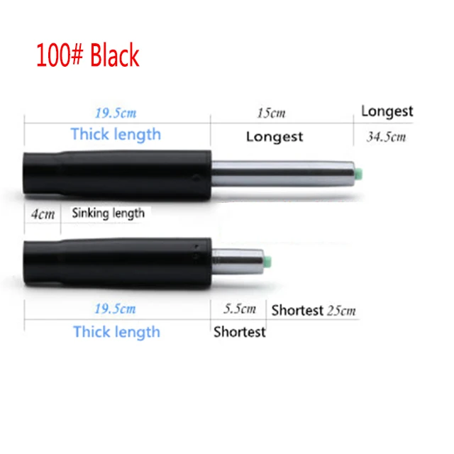NO.100 Black 4-го поколения стул газовый Лифт Замена цилиндра пневматический ударный ход части офисного стула высота опускающийся цилиндр - Цвет: NO.100 Black