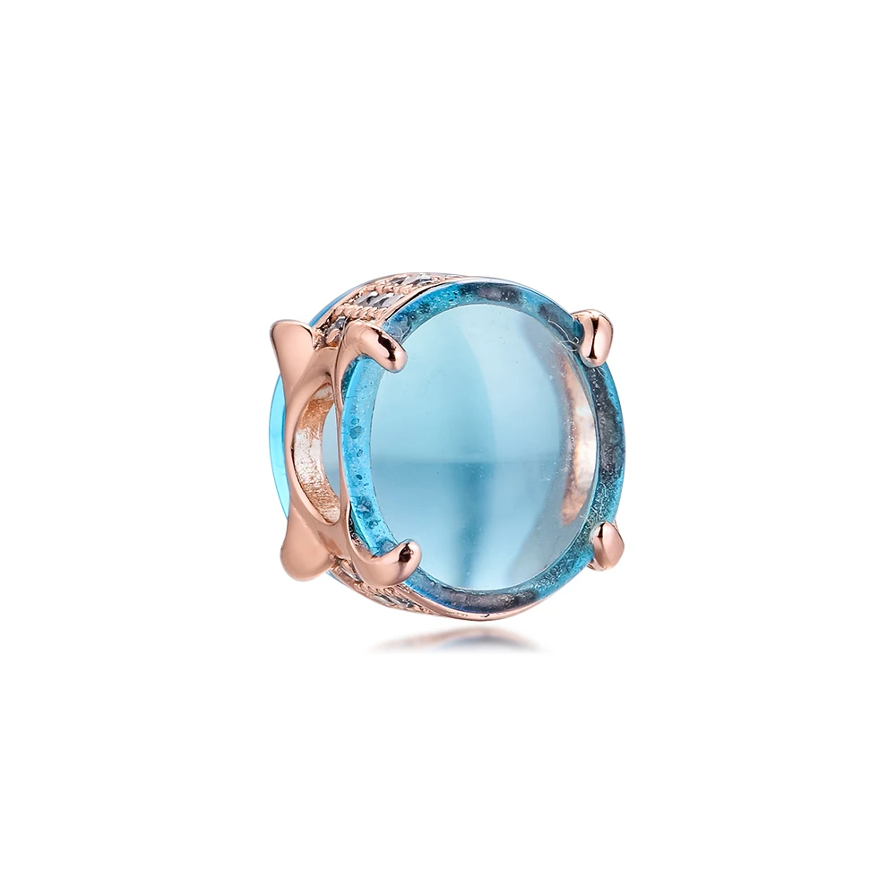 

CKK Silver 925 Jewelry Blue Oval Cabochon Charm Fits Original Bracelets Sterling Beads