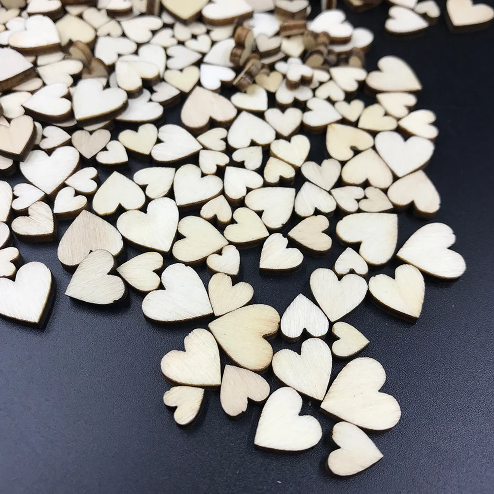 300 шт. дерево чип сердце украшения натуральные декоративные деревянные ломтики