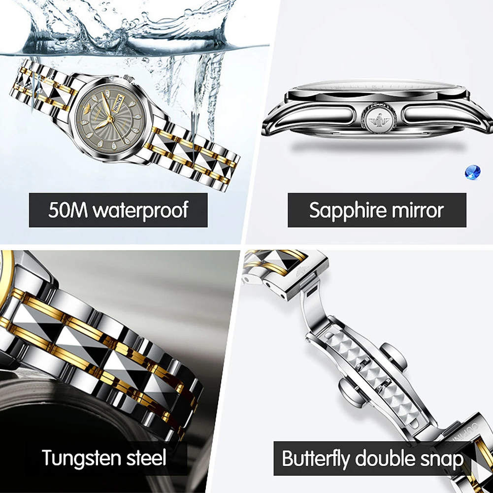 

OUPINKE Luxury Gold Watches for Women Mechanical Automatic Wristwatch Lady Waterproof Sapphire Crystal Stainless steel watches