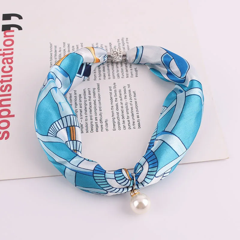 

Korean Version Imitation Silk Necklace Female Spring Summer Sunscreen Imitation Pearl Pendant Necklace Decoration Wild D91