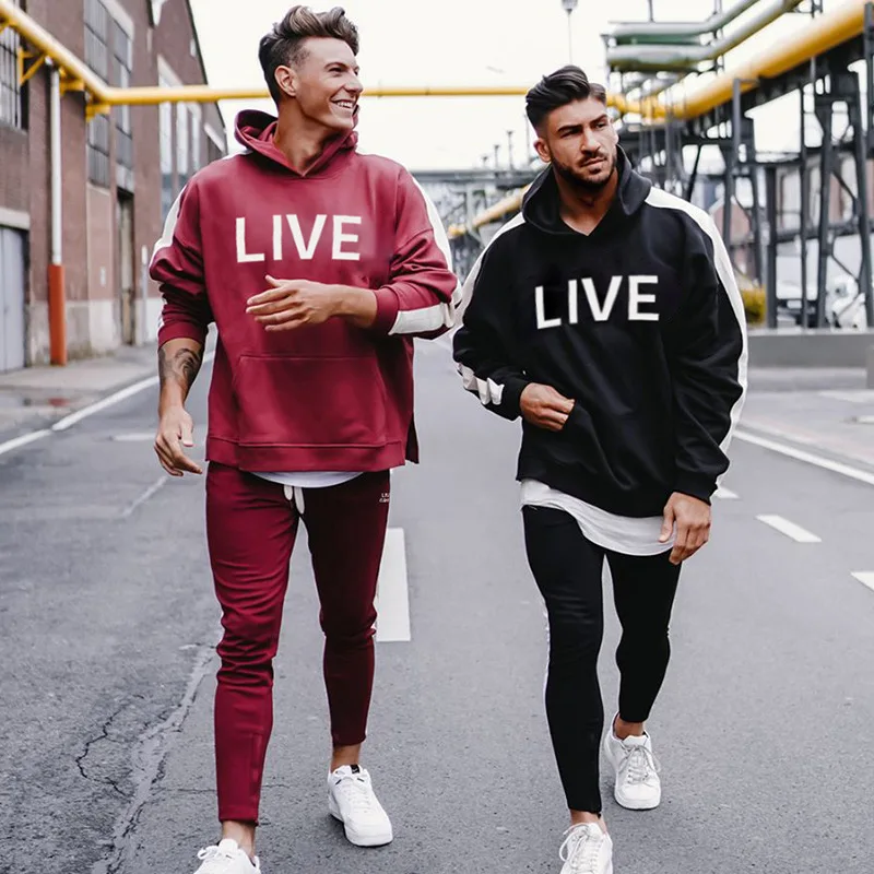 2019 мужские фитнес-толстовки свободный стиль толстовка мужская спортивная одежда
