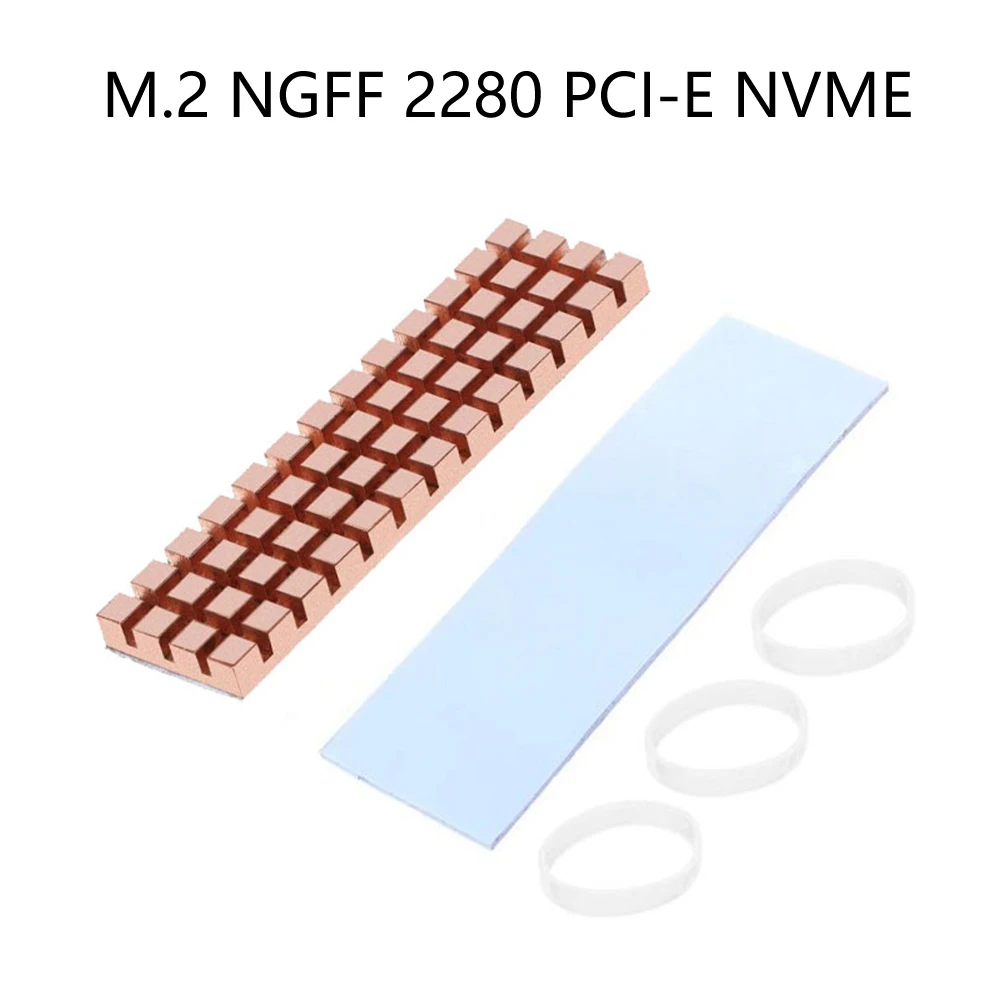 

Медный теплоотводящий радиатор, теплопроводящий клей для M.2 NGFF 2280 PCI-E NVME SSD толщина 1,5/2/2.5/3/4/6 мм