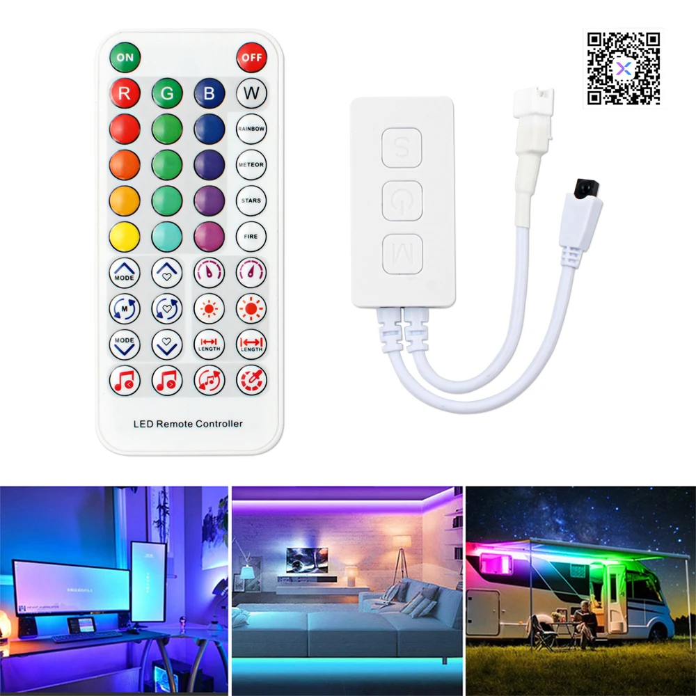 

VIPMOON DC5V-24V Music LED Strip Controller For WS2811 WS2812 Bluetooth Remote LED Neon light Control Switch APP Remote Control