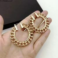 totasally new women hoop earrings fashion punk alloy chain shape round circle earring female t show jewelry brincos bijoux