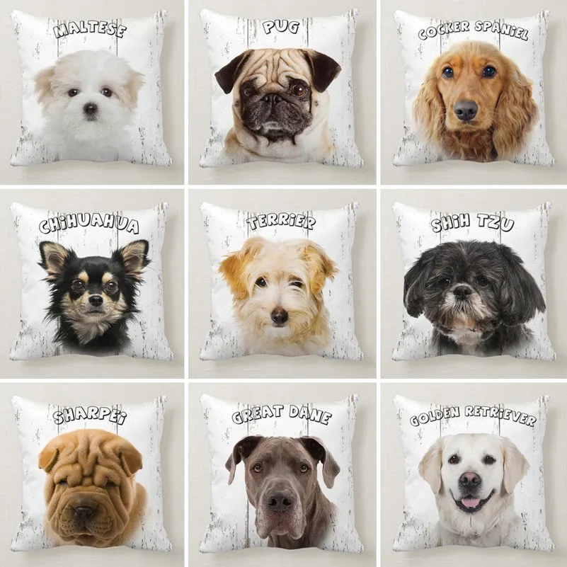

Lovely Pet Dog Animal Cushion Covers Sofa Decorative Pillow Pillowcase Polyester 45*45 Throw Pillows Car Home Decor Pillowcover