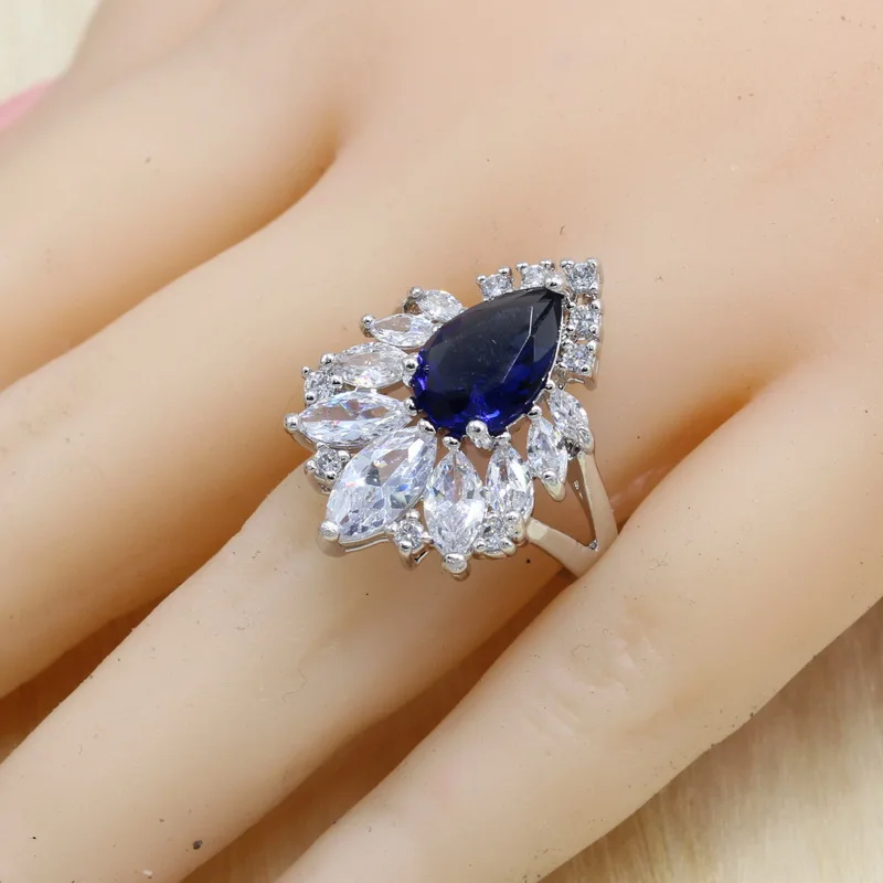 4 шт. комплект из колье серёг и кольца серебра 925 пробы|Ювелирные наборы| |