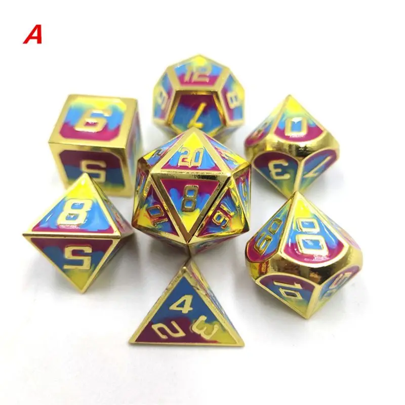 

Metal Dice Set DND Board Game 7pcs Polyhedral Dice for RPG Role Playing Game