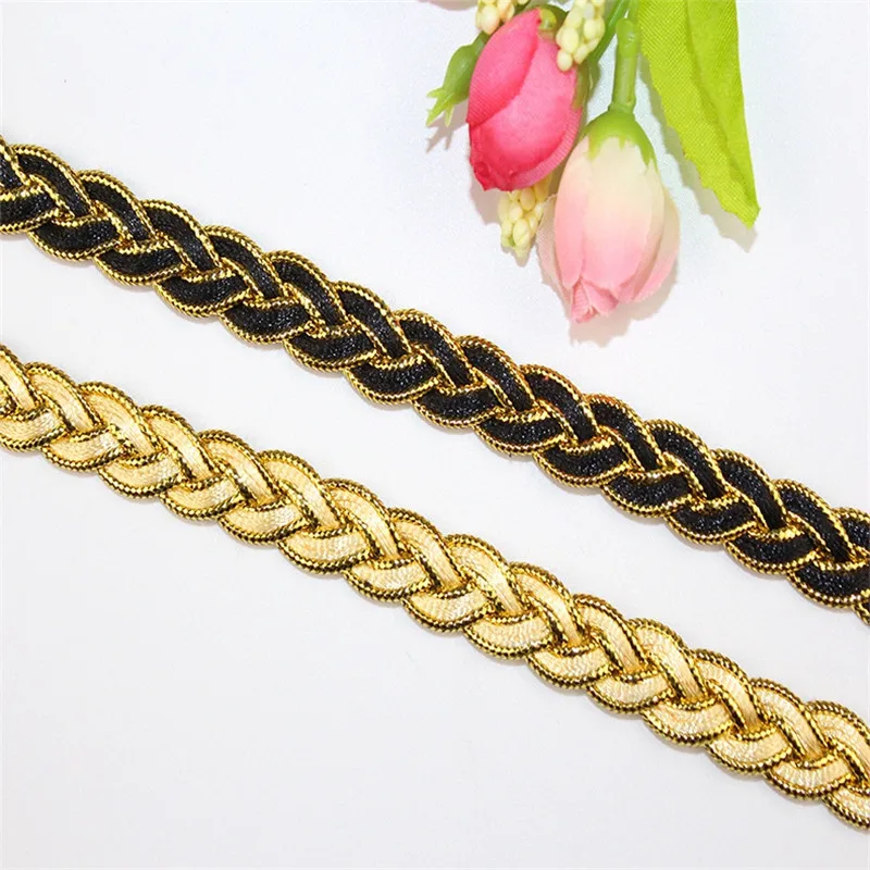 Горячая Распродажа оптовая продажа 20 ярдов золотая тесьма кружевная лента