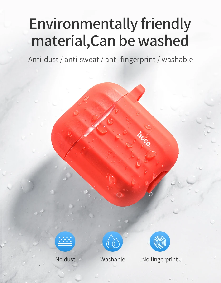 HOCO чехол для наушников для Apple Airpods, мягкий силиконовый чехол, цветной ультратонкий протектор для Air pods, чехол+ Подарок, не теряется