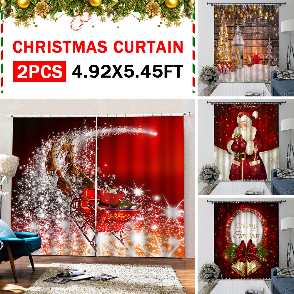 Рождественские занавески с Санта Клаусом шторы на окна гостиной дверные