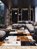 warm color cowhide rug modern living room animal cow fur leather handmade pachwork carpet