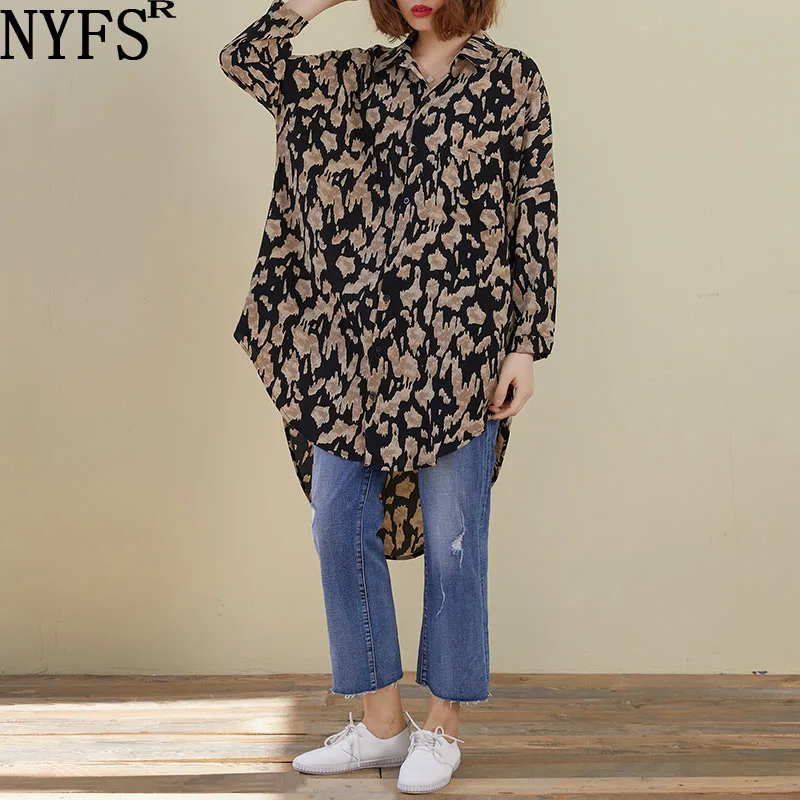 Женская винтажная блузка NYFS однобортная рубашка с леопардовым принтом Свободный