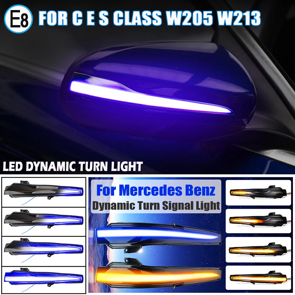 

2Pieces For Mercedes Benz C Class W205 E W213 S W222 W217 Dynamic LED Turn Signal Blinker Sequential Side Mirror Indicator Light