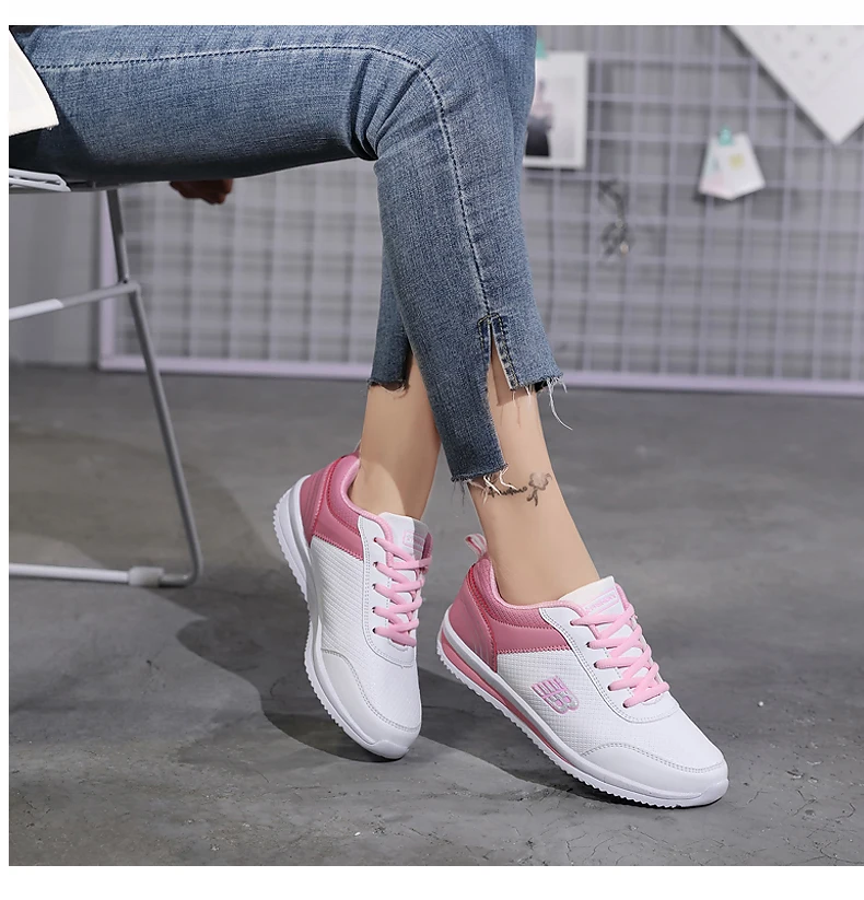 Size 35-41 New Fashion Tennis Shoes for Women Ultra-light Leather Blue Sneakers Gym Sport Shoes Tenis Feminino Basket Femme