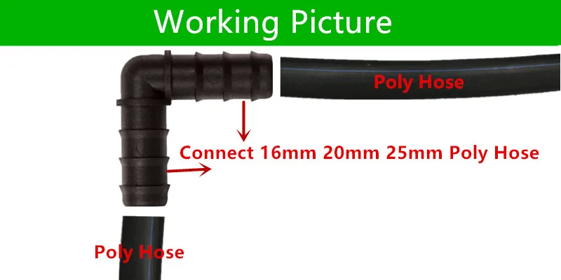 

16mm 20mm 25mm Barbed Elbow 90 degree Connector for Micro Irrigation 1/2'' PE Pipe Tubing Hose Drip Fitting Garden Watering