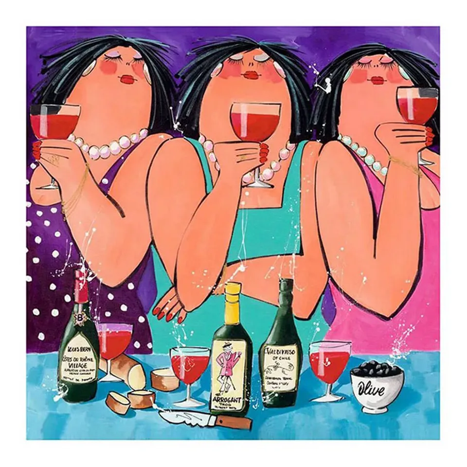 

Home 5D DIY Diamond Painting Kit full of round diamond inlay embroidery cross-stitch woman with red wine mural home decor gift