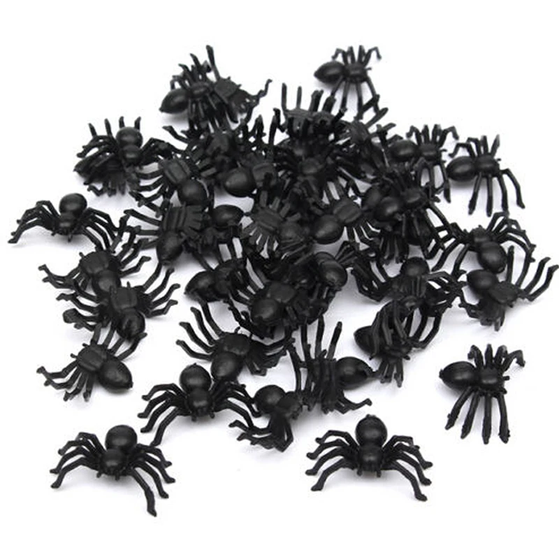 

50pcs horror black spider haunted house spider web bar party decoration supplies simulation tricky toy halloween decoration