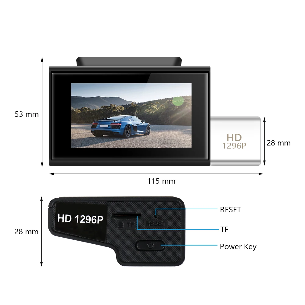 AMPrime Dash Cam Автомобильный видеорегистратор Камера FHD 1296P авторегистратор 3 ''ips