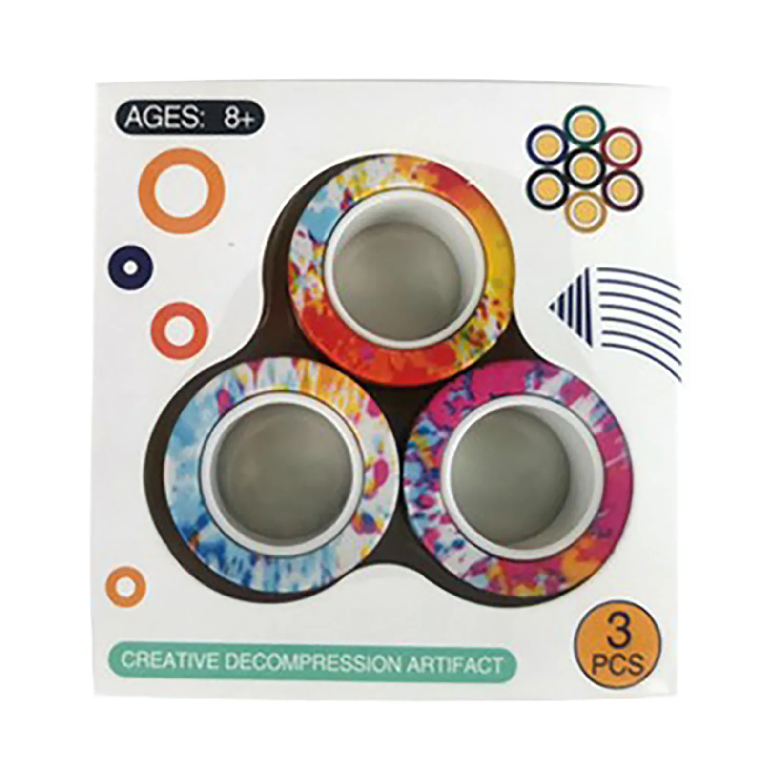 Magn&eacute;tico anillo de dedo Fidget im&aacute;n juguetes de bloques magn&eacute;ticos dedo Spinner mano Spinner tri-Spinner juguete de apilamiento conjunto pulsera magn&eacute;tica anillo m&aacute;gico juguete Gif-4