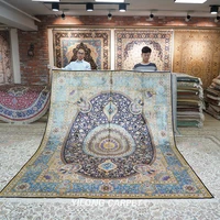 yilong 8x10 large turkish blue silk rug oversize blue area silk carpet zqg493a