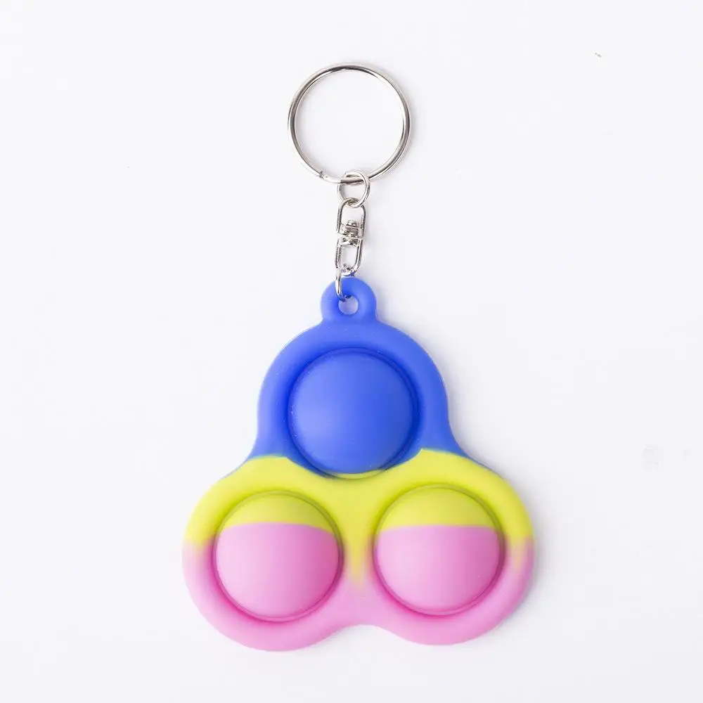 

Simple Dimple keychain fidget Sensory toys bubble triangle bag pendants squeeze silicone toy key ring pendant G22402