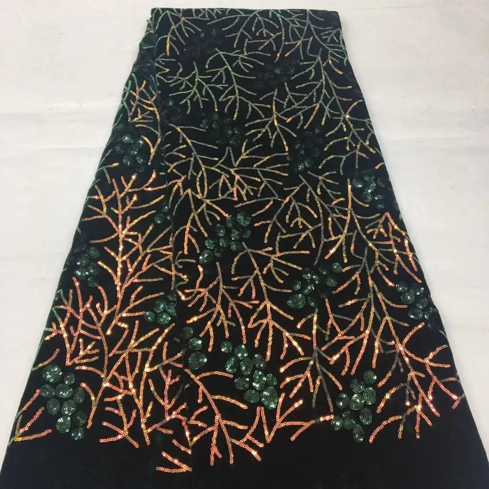 

African Velvet Lace Fabric High Quality 2020 Sequins French Lace Fabric Nigerian Lace Fabric For Wedding Dress 5 Yards