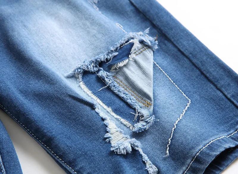 Мужские модные рваные джинсы 2020 мужские джинсовые брюки до колен прямые короткие