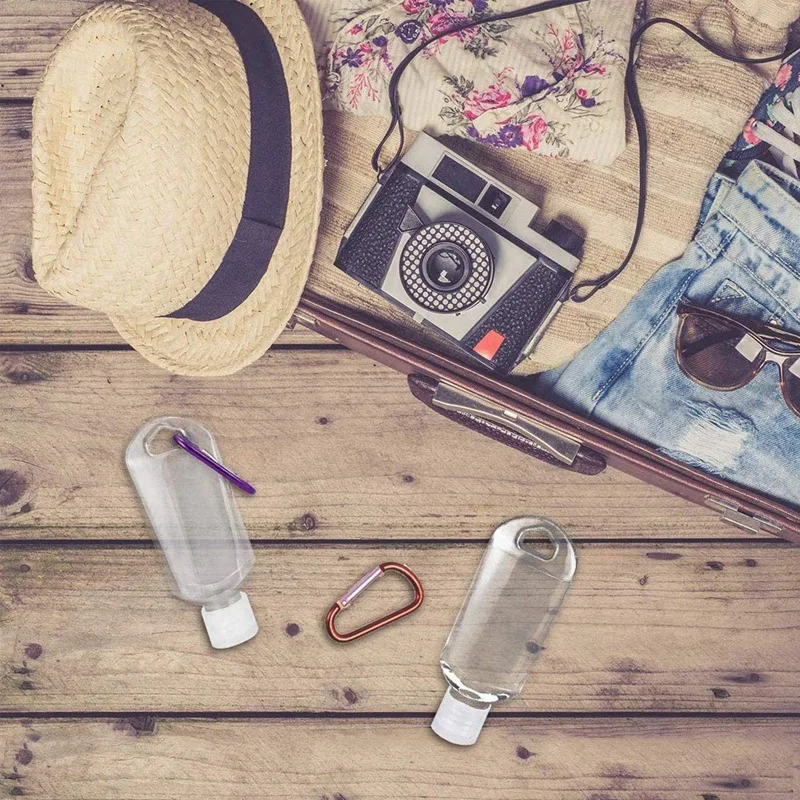 

50Ml Refillable Bottles Travel Containers Empty Plastic Bottles with Hook Carabiner 30Pcs