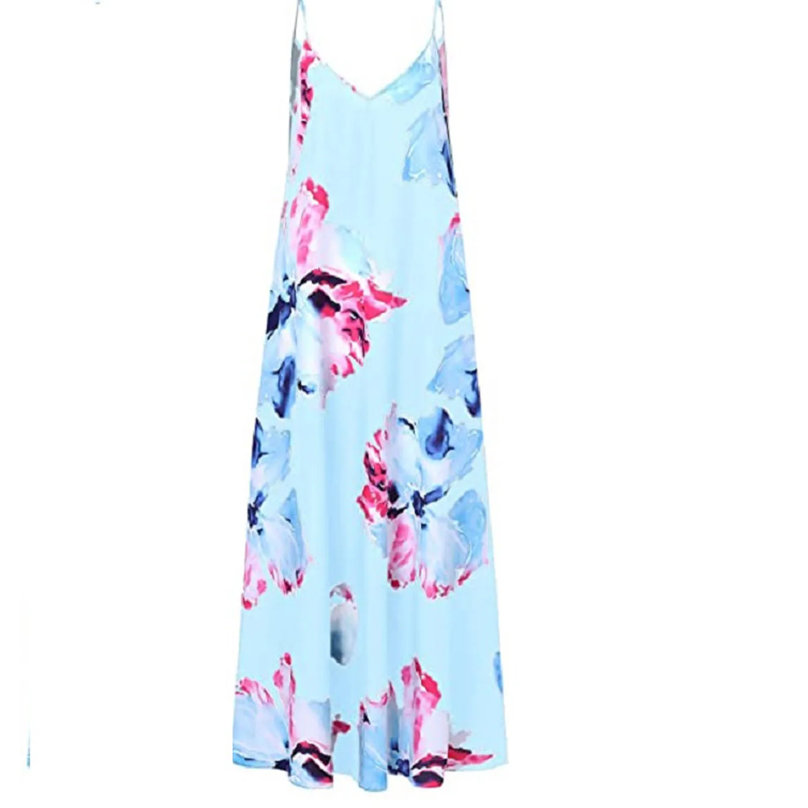 

Fashion Women Dresses Summer 2021 Floral Print Comfy V-neck Ladies Cami Sleeveless Caims Dress 2021