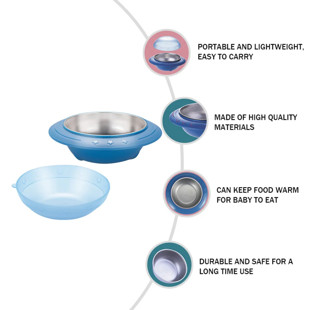

Stainless Steel Heat Preservation Bowl Detachable Kids Bowl Baby Feeding Bowl