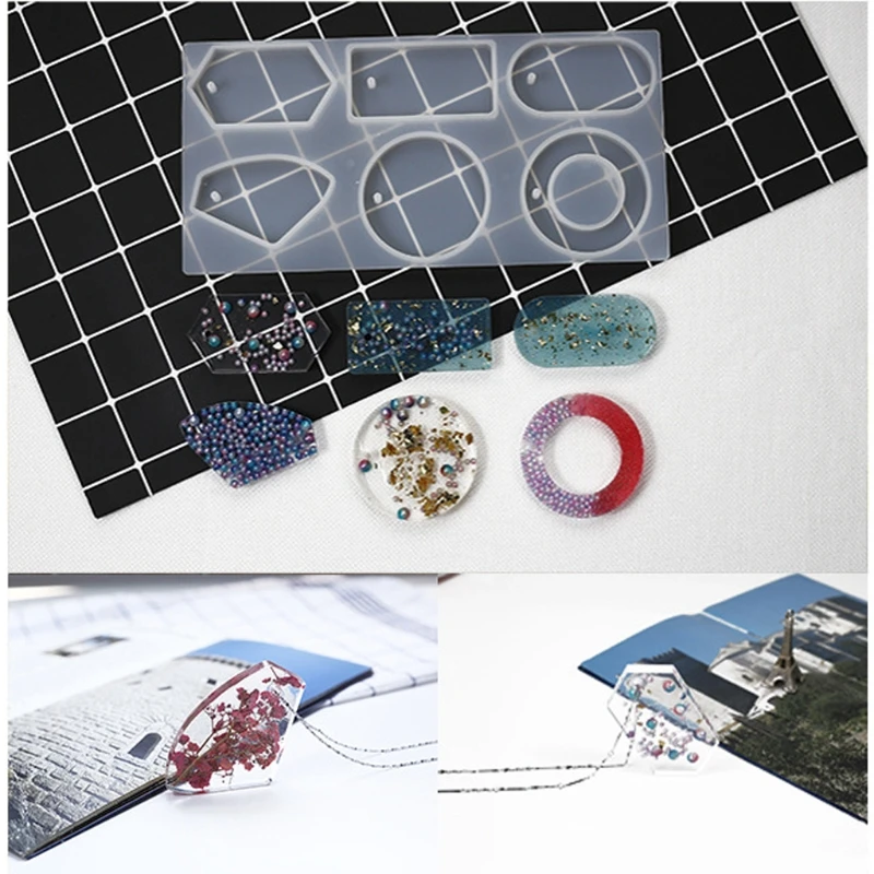 

Clear Silicone Mold Mould Epoxy Resin Jewelry Making Tool Hole For Sweater Chain Pendant Necklace