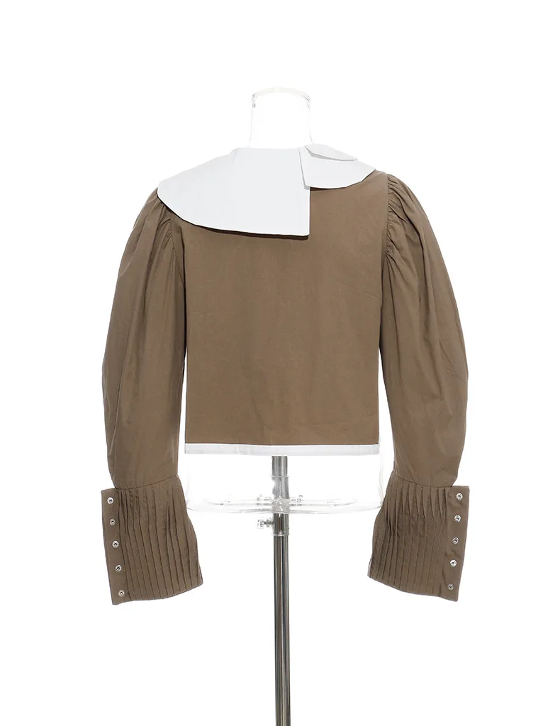

MSXU Retro Fashion Chic Turn Down Collar Asymmetric Casual Work Office Women Blouse Shirt