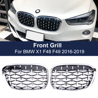 car front bumper grill diamond racing grille meteor style for bmw x1 f48 f49 2016 2017 2018 2019 meteor style grills car styling