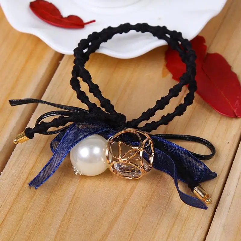 1 шт. милые эластичные резинки для волос с кристаллами и жемчугом повязка на